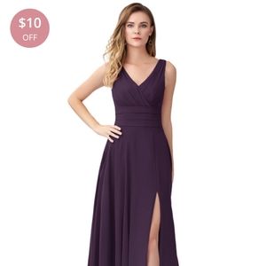 Azazie Bianca plum bridesmaid dress, size 6